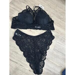 Mapale Women's Lingerie Two Piece Set MAL8796X Black 3x-4x